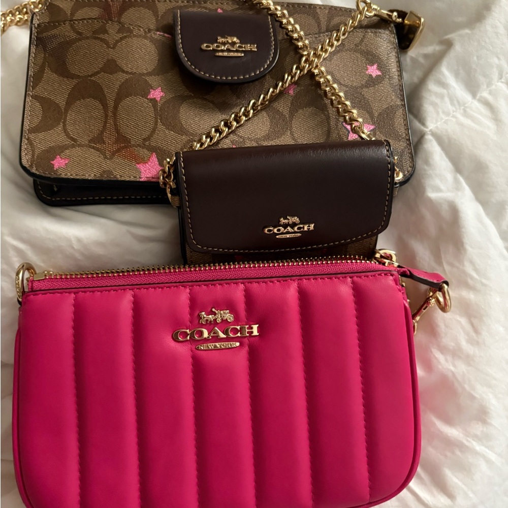 Authentic Coach Pink and Brown Crossbody Bag Trio